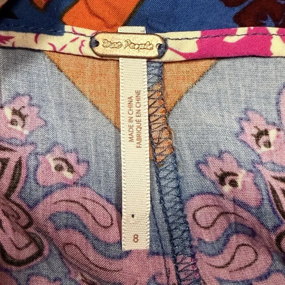 Free People Maritzah Patchwork Palazzo Jumpsuit Size 8